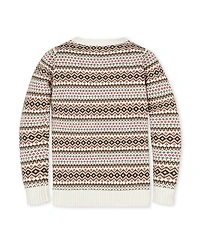 Hope & Henry Little and Big Boys' Organic Long Sleeve Intarsia Crew Neck Pullover Sweater