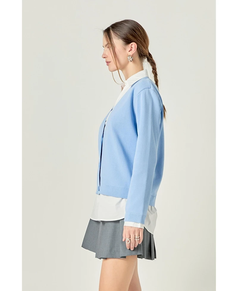 English Factory Women's Mixed Media Cardigan