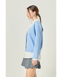 English Factory Women's Mixed Media Cardigan