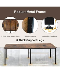 Costway 95" x 48" Large Meeting Table Seats up to 10 People 2 Cable Grommets for Office