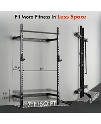 Mikolo 2" x Folding Wall Mounted Squat Rack, 1000 Pounds Capacity Power Rack with Pull Up Bar, J Hooks and Other Attachments, Space-Savin