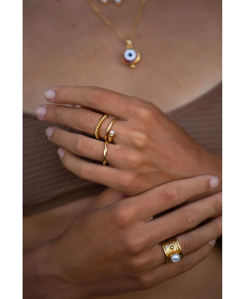 Ottoman Hands Avalon Pearl Stacking Ring