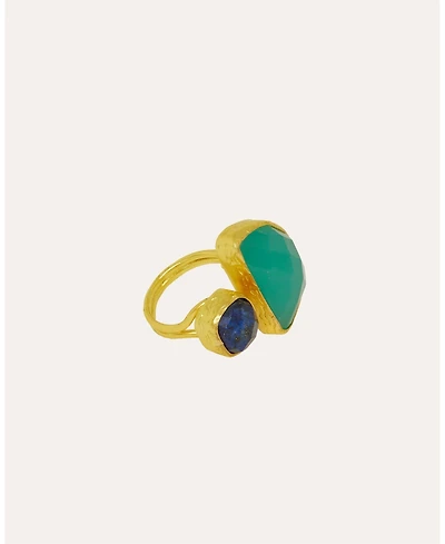Ottoman Hands Avery Lapis and Aqua Chalcedony Cocktail Ring