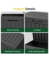 Decksplore 50 gal Patio Waterproof Resin Deck Box Lockable Outdoor Storage Garden Tools