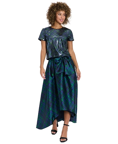 Muse Women's High-Low Plaid Ball Skirt