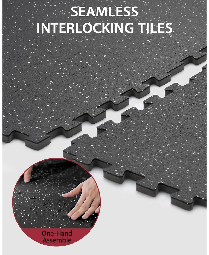 Mikolo 0.56" Interlocking Gym Flooring - 48 Sq Ft Eva Foam & Rubber Top Exercise Mats