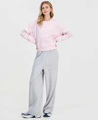 Pink Rose Juniors' Wide-Leg Fleece Sweat Pants