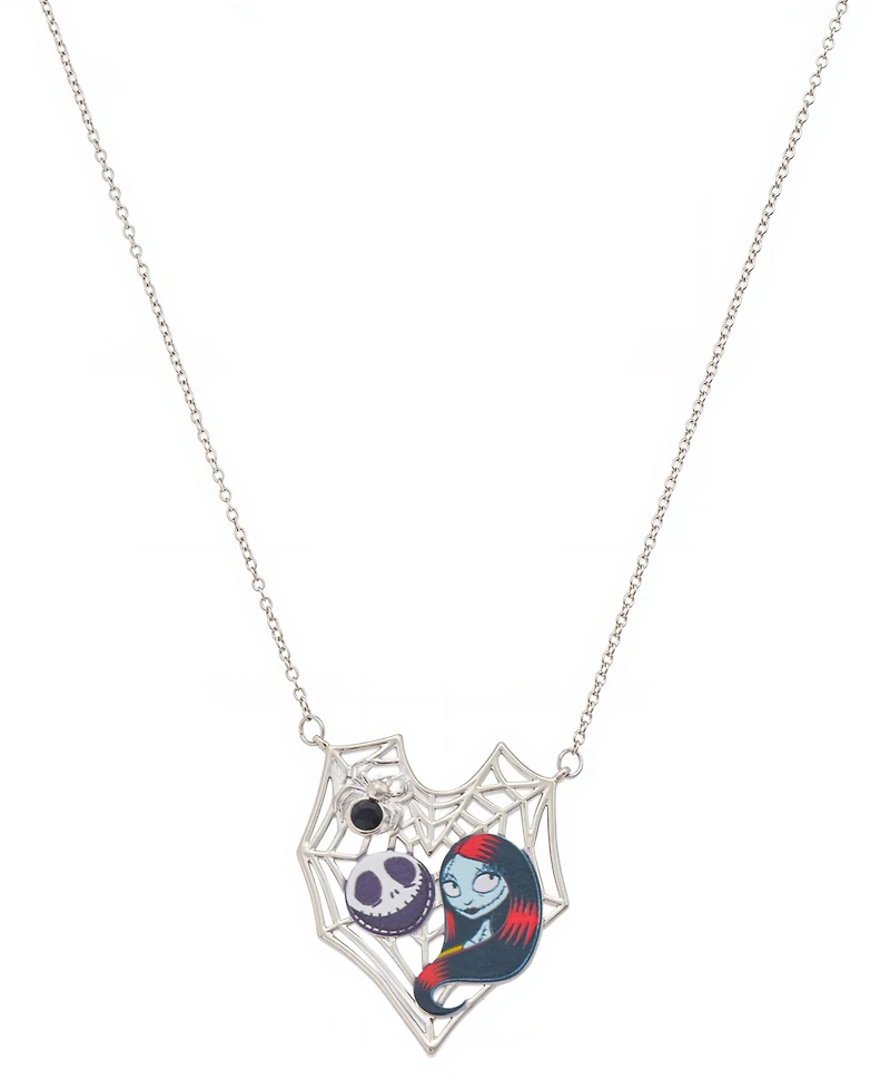 Disney Nightmare Before Christmas Sally and Jack Crystal Pendant Necklace