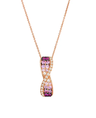 Le Vian White Sapphire (0.04 ct. t.w.), Pink Sapphire Ombres (0.41 ct. t.w.), and Nude Diamond (0.13 ct. t.w.) Pendant Necklace in 14K Strawberry Gold