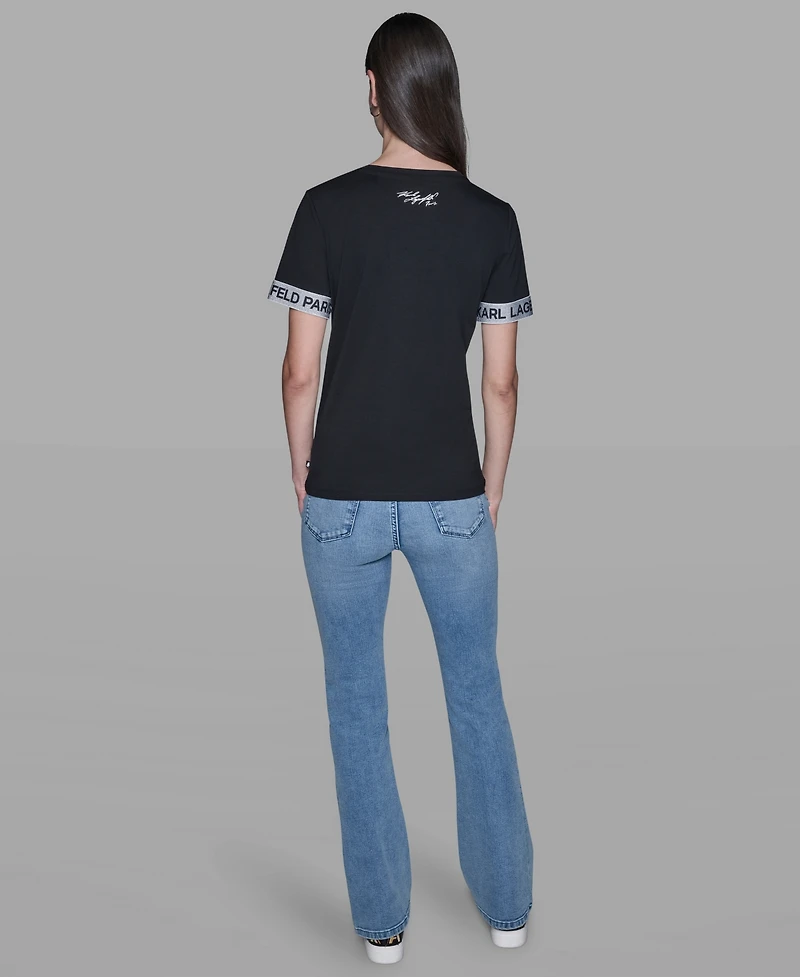 Karl Lagerfeld Paris Women's Choupette Printed Short-Sleeve T-Shirt