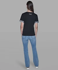 Karl Lagerfeld Paris Women's Choupette Printed Short-Sleeve T-Shirt