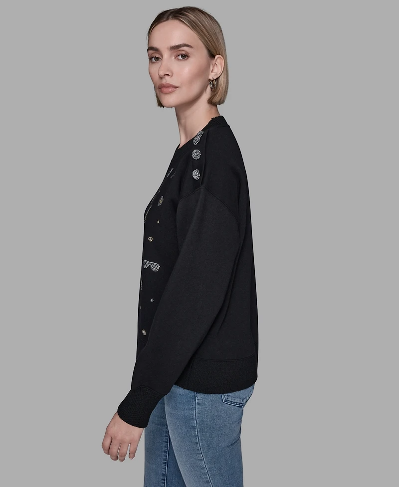 Karl Lagerfeld Paris Women's Printed Long-Sleeve Sweatshirt