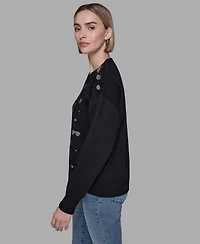 Karl Lagerfeld Paris Women's Printed Long-Sleeve Sweatshirt