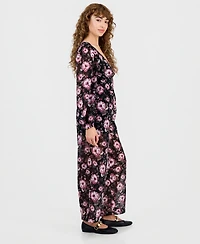 And Now This Petite Floral V-Neck Long-Sleeve Jumpsuit, Macy's Exclusive