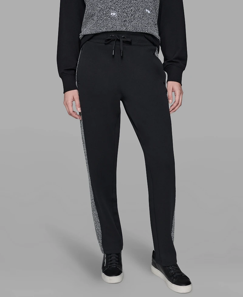 Karl Lagerfeld Paris Women's Mid-Rise Straight Jogger Pants