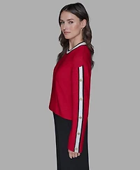Karl Lagerfeld Paris Women's Contrast Trim Pull-On Sweater
