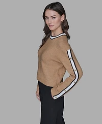 Karl Lagerfeld Paris Women's Contrast Trim Pull-On Sweater