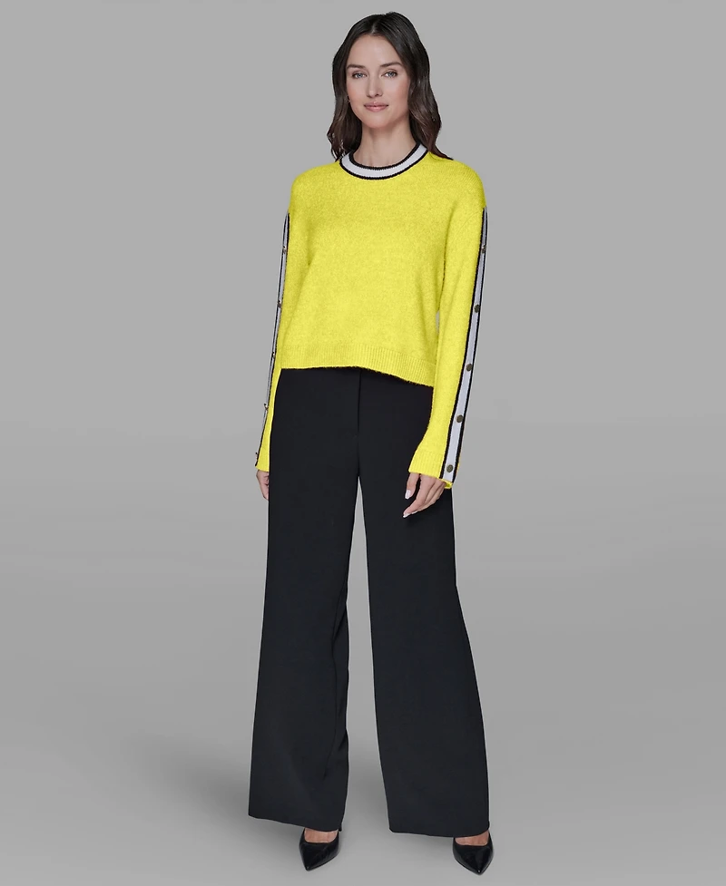 Karl Lagerfeld Paris Women's Contrast Trim Pull-On Sweater