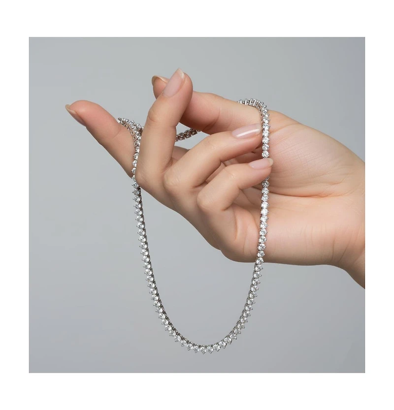 Flawless Tennis Necklace with Round Shape Cubic Zirconia