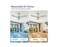 Sofucor 52-inch Modern Silver 3 Blades Walnut Ceiling Fan with 6 Speed Remote control and Timing and Forward Reverse Rotation Function for Indoor