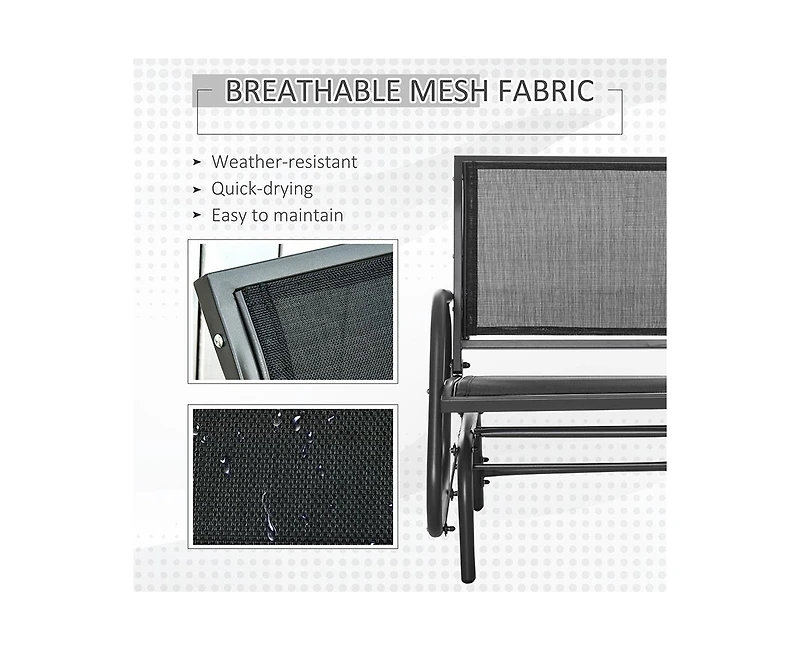 Outsunny Outdoor Glider with Breathable Mesh Fabric Curved Armrests,