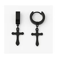Black Stainless Steel Cross Earring