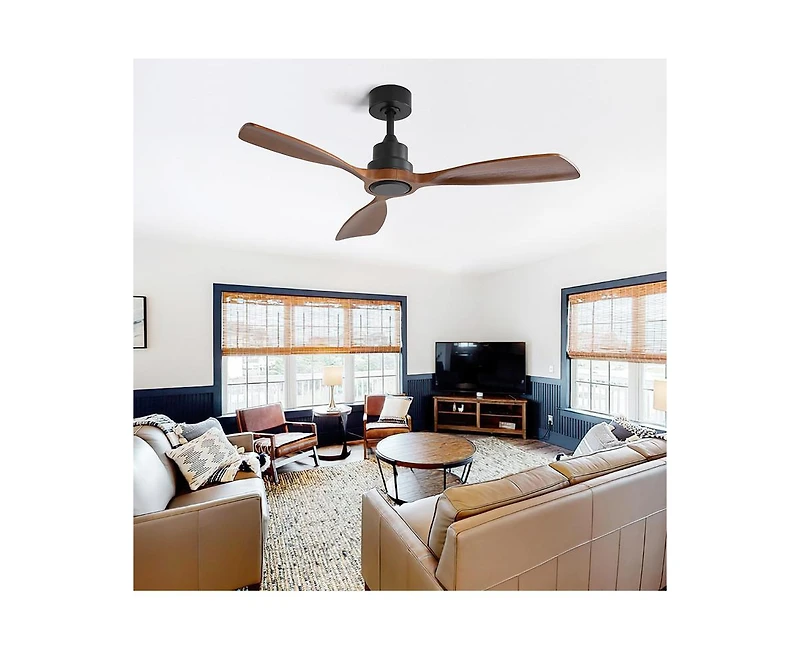 48-inch Modern Black 3-Blade Flush Mount Ceiling Fans Supports Remote Control 6-Speed Arbitrary Adjustment and Timing Function