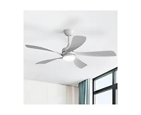 Sofucor 52-inch Minimalist White 5-Blade Flush Mount with Remote Control and Led Light