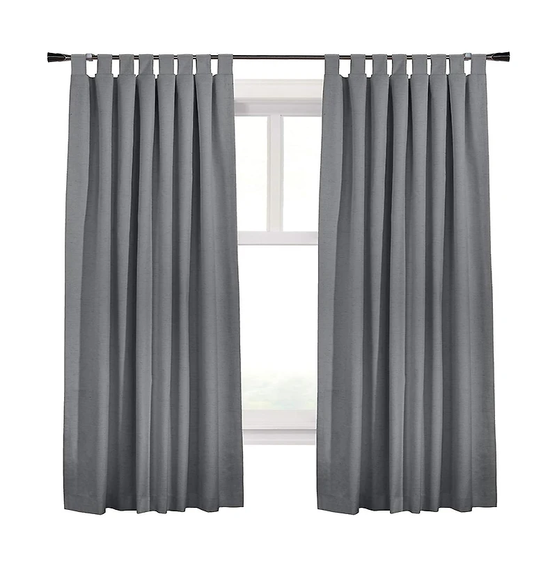 Commonwealth Home Fashions Ventura Tab Top Curtain Panel Pair Window Dressing each - 78x84", Dark Grey