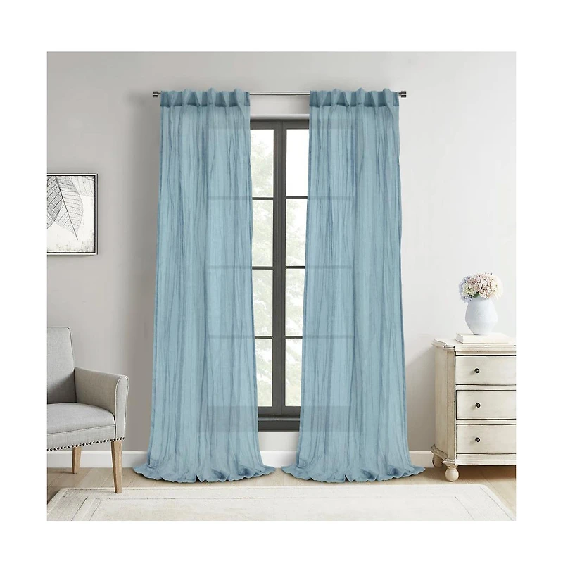 Habitat Paloma Sheer Dual Header Stylish and Functional Curtain Panel 52" x 108" Blue