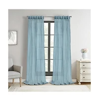 Habitat Paloma Sheer Dual Header Stylish and Functional Curtain Panel 52" x 108" Blue