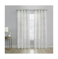 Habitat Valentina Sheer Window Treatment Tone on Tone Motif Grommet Curtain Panel for Bedroom Livingroom 52" x 63" White