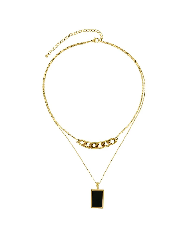 Black Agate Layered Gold Necklace