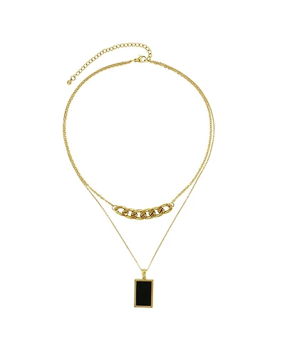 Black Agate Layered Gold Necklace