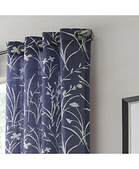 Commonwealth Bradford Floral Printed Top Panel With 8 Matt Silver Grommets - 52"x95" - Blue