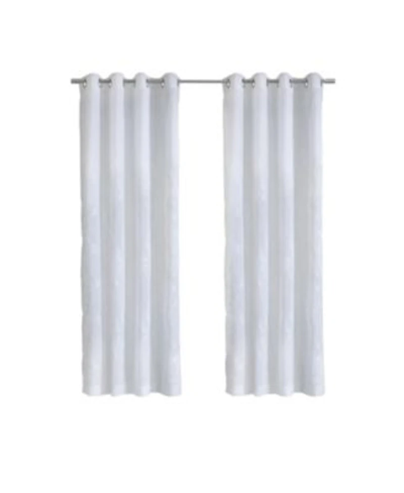 Habitat 100 Polyester Selina Sheer Grommet Leaf Embroidered Curtain Panel 52 X22 X 84 X22 White