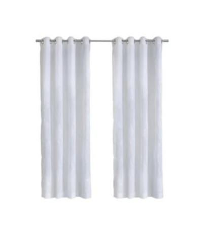 Habitat 100 Polyester Selina Sheer Grommet Leaf Embroidered Curtain Panel 52 X22 X 84 X22 White