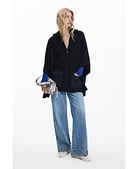 Desigual Women's Poncho with hood and pockets