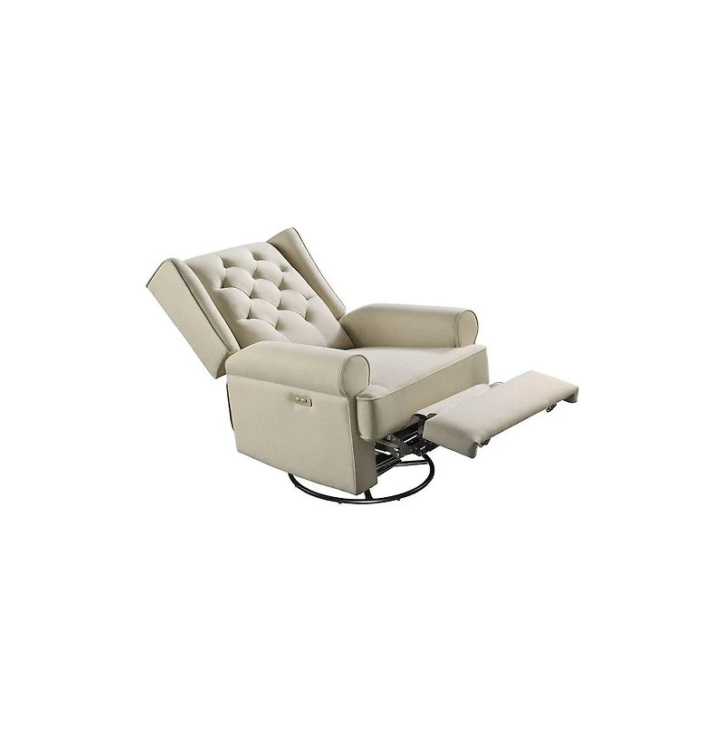Westwood Design Amelia Traditional Fabric Usb Glider and Recliner in Natural