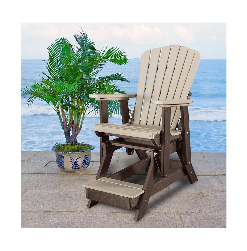 American Furniture Classics Fan Back Balcony Glider Made in the Usa- Weatherwood, Tudor Brown