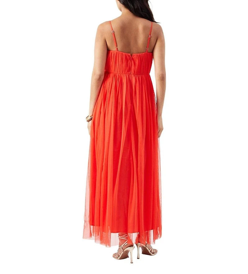 Warehouse Women's Tulle Strappy Bandeau Maxi Dress