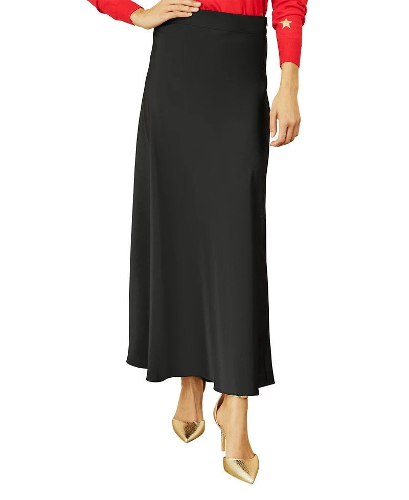 Yumi Women's Smart Satin Midi Skirt