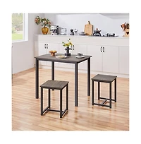 Industrial 3-Piece Dining Table Set Drift Brown