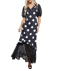 Oasis Women's Frill Detail Puff Sleeve Midi Dress