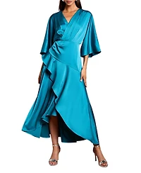 Coast Women's Satin Back Crepe Ruffle Wrap Midi Dress