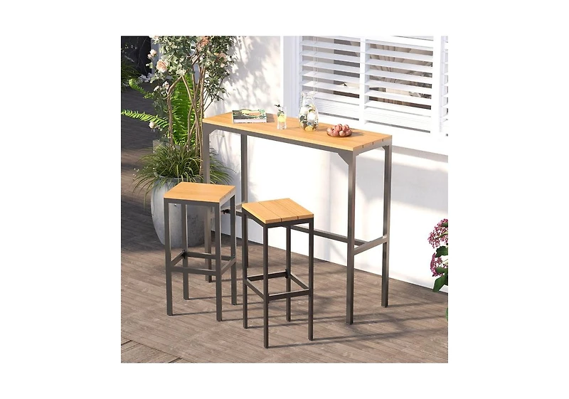Aecojoy 3 Pieces Outdoor Bar Set of 2 for Balcony