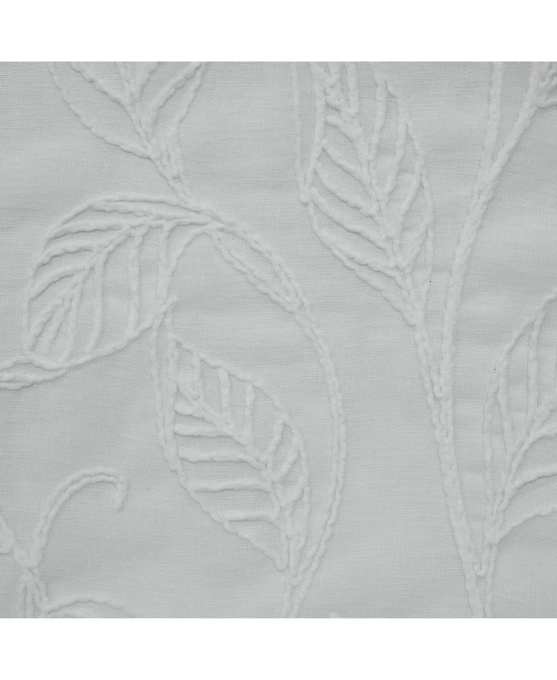 Habitat 100% Polyester Lausanne Sheer Chenille Leaf Delightful Texture Grommet Curtain Panel 52" x 84" Off White