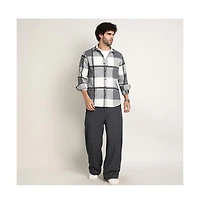 Campus Sutra Men's Coin Grey Overlap Buffalo Shirt