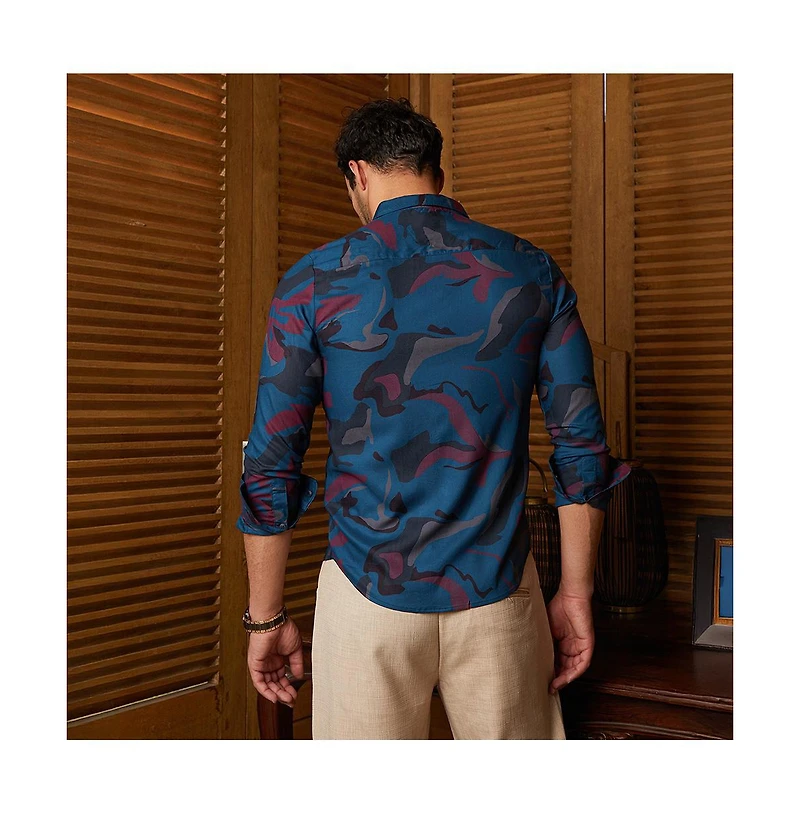 Campus Sutra Men's Midnight Blue Impressia Regular Shirt
