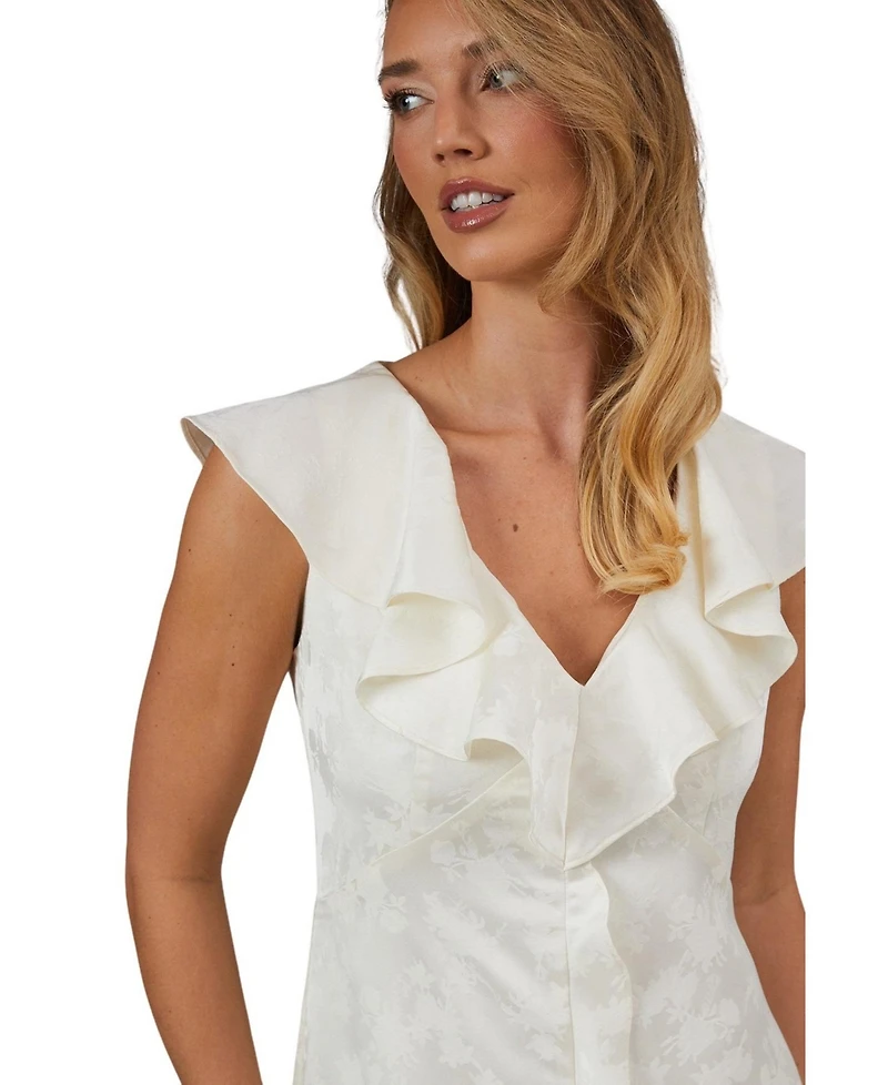 Oasis Women's Satin Jacquard V-Neck Bridesmaid Dress